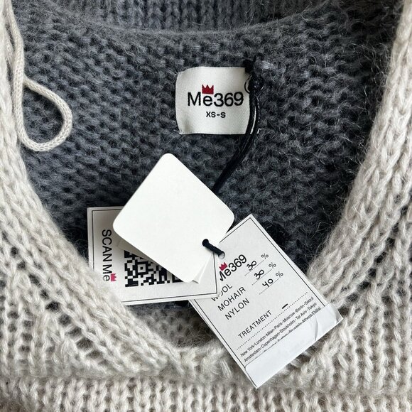 Me369 Brooklyn Natural Sweater Embroidered "Good Vibes" Wool Mohair Size XS/S - Picture 7 of 11